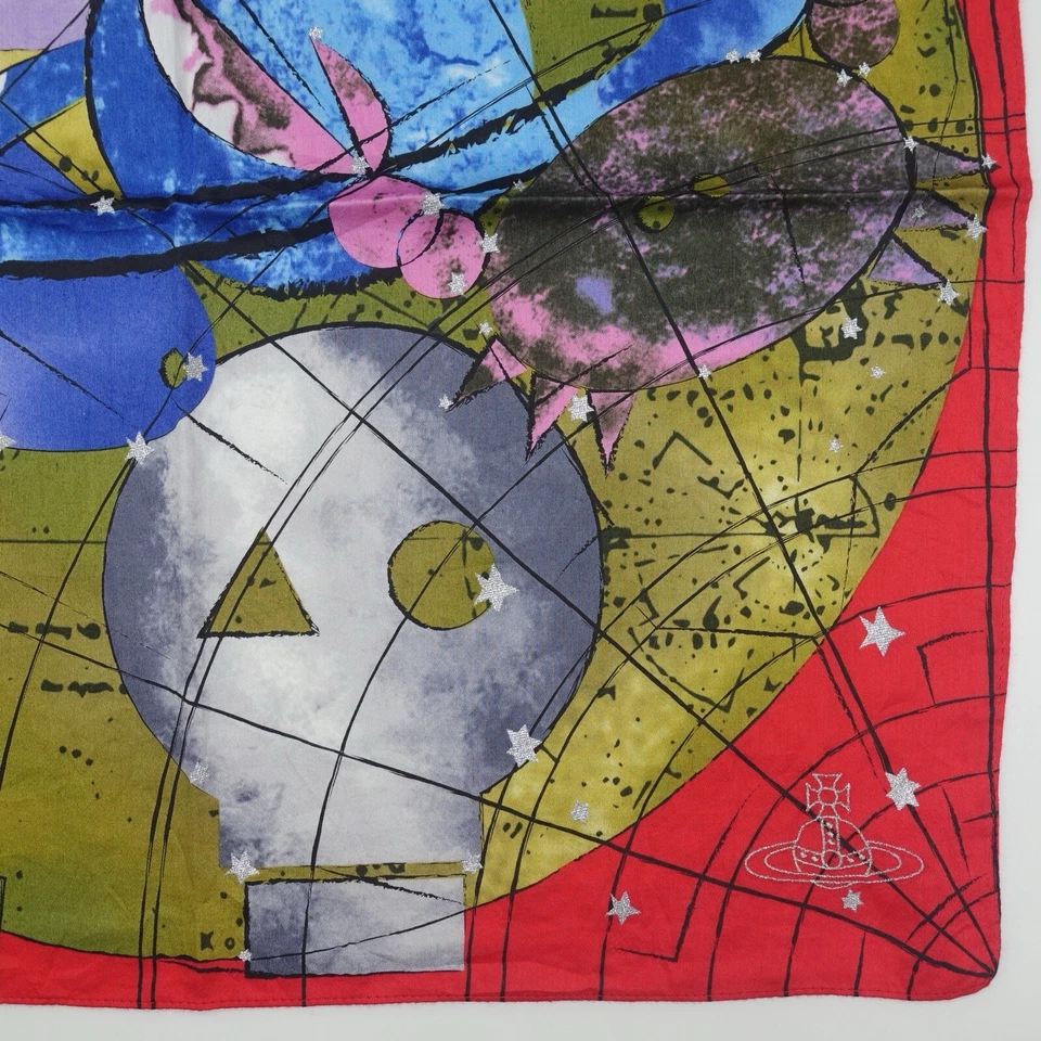 Vivienne Westwood Red Handkerchief Devil Multicolor Cotton Scarf Sz: 19.5"x19.5" - Image 4 of 4