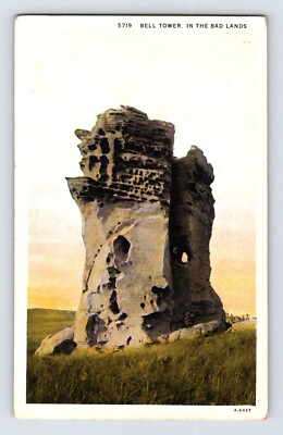 Postcard South Dakota Bad Lands SD Bell Tower Rock Formation 1930s Unposted