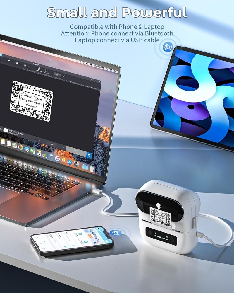 Bluetooth Thermal Label Printer for Barcodes and Multipurpose Labeling