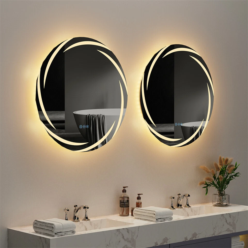 LED Badspiegel 60cm RUND Wandspiegel Antibeschlag mit Beleuchtung Touch Petaloid - Bild 4 von 4