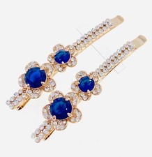 Flower Bobby Pin Hair Clip use Swarovski Crystal Hairpin Wedding Nave Blue 6