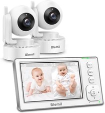 Baby Monitor with 29-Hour Battery 4.3'' IPS Split-screen Video Two-Way Talk Zoom
