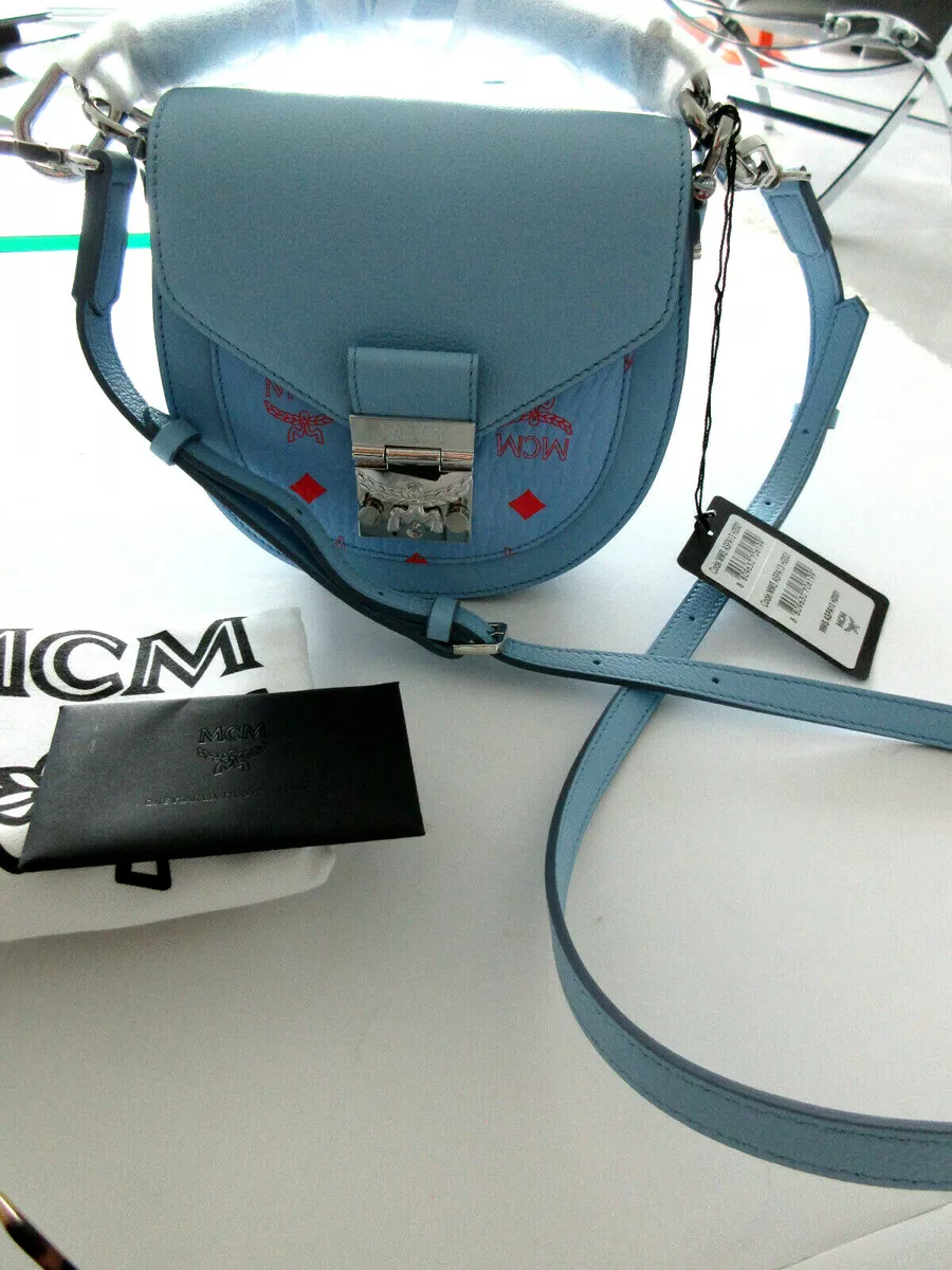 $1,050 MCM Patricia Visetos crossbody Blue bell Leather Bag MWSASPA13H2001