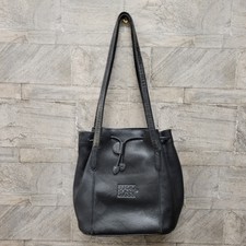 Sergio Rossi Black Leather Hobo Tote Shoulder Bag Wear On Straps