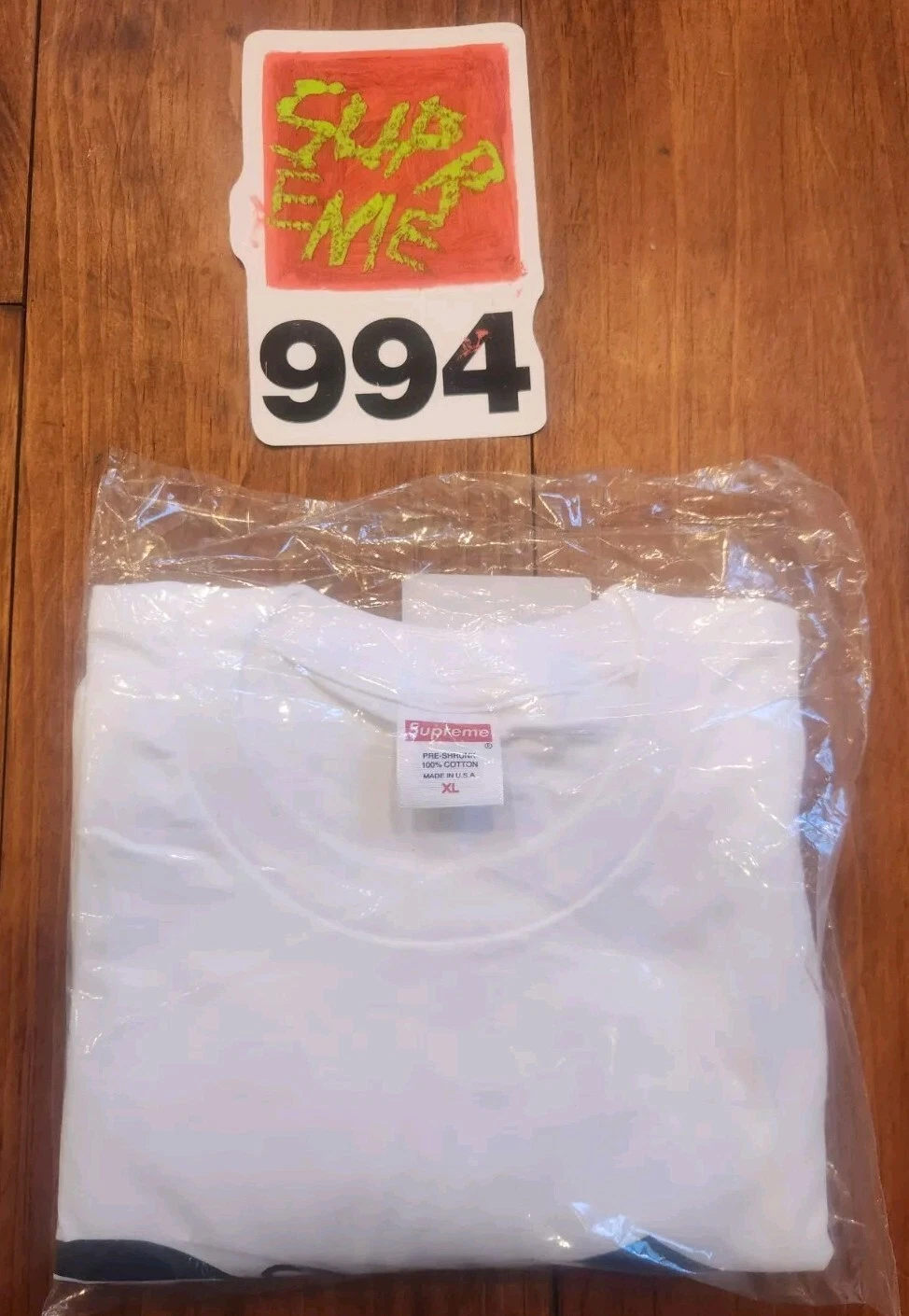 T shirt blanc scellé Supreme Records XL SS24 Skate Streetwear logo 2001 remake 