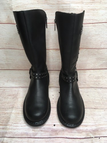 Harley Davidson Mens Black Studded Leather Boots Sz. 9 - Picture 2 of 8