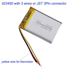 3.7v 1000mah 3.7Wh Lipo Battery 523450 JST 3Pin Plug For GPS Remote Controller