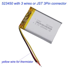 3.7v 1000mah 3.7Wh Lipo Battery 523450 JST 3Pin Plug For GPS Remote Controller
