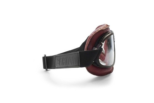 Bertoni Motorcycle Goggles Vintage Aviator Leather AF196 Mask for Jet Helmet - Picture 2 of 15
