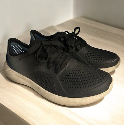 Crocs LiteRide Pacer Shoes Size 8 Lace Up Lightweight Breathable Comfort Blk Blu