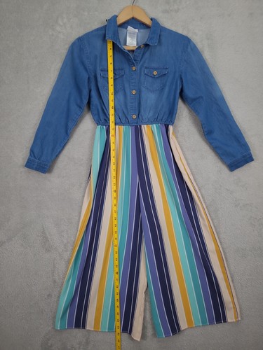 Bonnie Jean Girls' Boho Denim Jumpsuit Wide Leg size 16 Retro Hippie - Picture 6 of 14