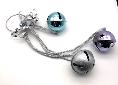 Silver Jingle Bells 6 Point Star & 3 Bells Blue Purple Silver Door