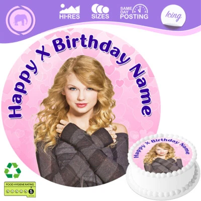 SWEETJUMBO Taylor Swift Cake Topper Personalised Round Circle Edible Icing