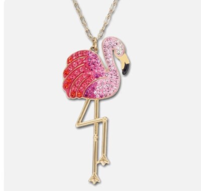 Rare Find Authentic Swarovski Tropical Flamingo Tocca Necklace Luxurious Pendant