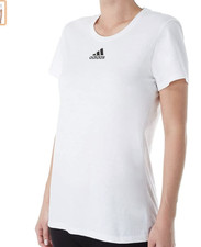 Adidas Women Amplifier Cotton Short Sleeve Crew Tee - White, Medium NEW