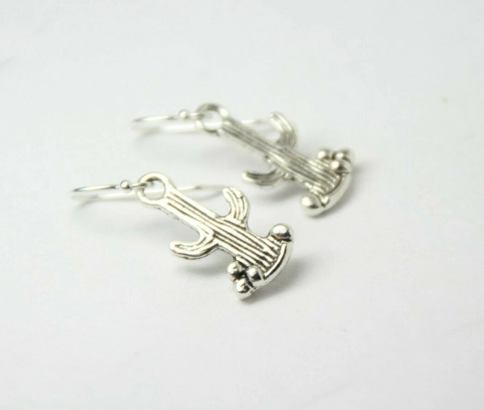 仙人掌小饰品耳环 925 纯银钩锡饰品仙人掌 1 英寸沙漠 — 第 4/4 张图片