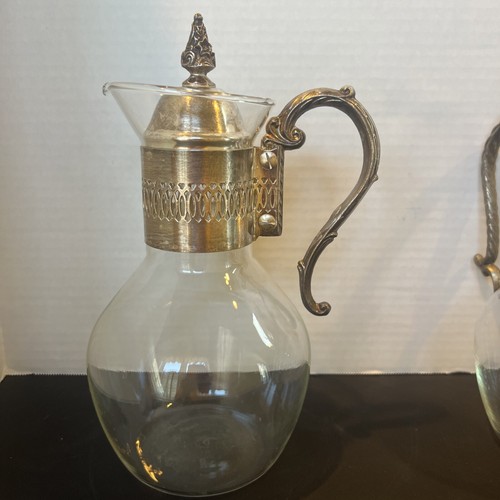 Vintage Ornate Silver Tone and Glass Coffee Tea Carafe Pot Pitcher Vase Decor 1 - Picture 7 of 9