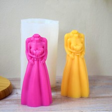 3D Bride Groom Wedding Dress Candle Cake Mold Silicone Concrete Home Decor DIY