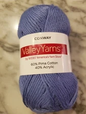 Valley Yarn Conway -  Periwinkle -  Cotton & Acrylic, Still in Package. 1,270 yd