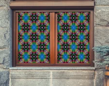 3D Colored Flower D124 Window Film Print Sticker Cling Stained Glass UV Block An