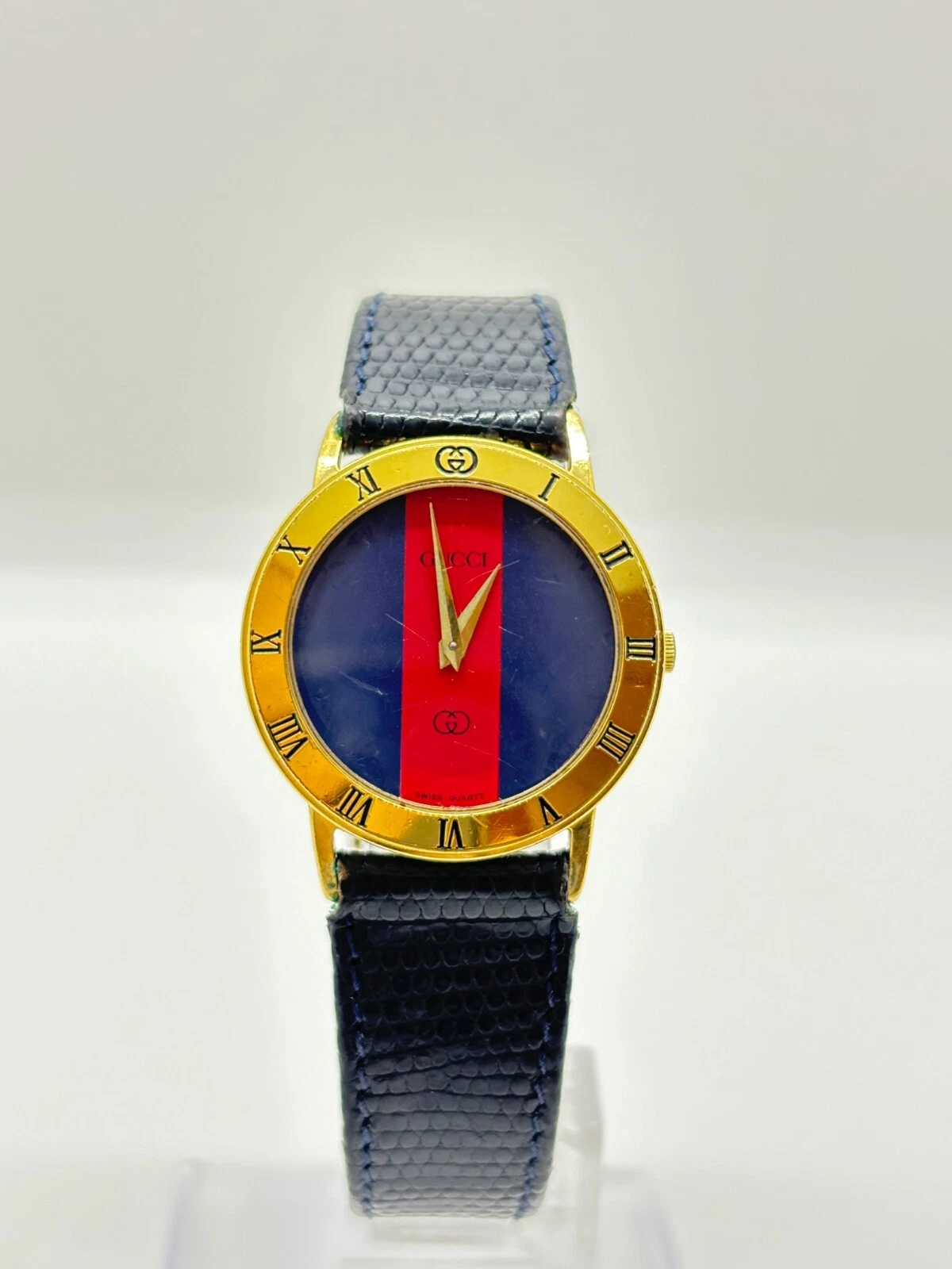 [Exc+5] Montre Gucci 3000M Sherry Line Ceinture Dorée Vintage Occasion Fonctionne F/S Japon