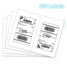 500 Half Sheet 8.5x5.5 Shipping Labels Self Adhesive 2 Per Sheet Rounded Corner