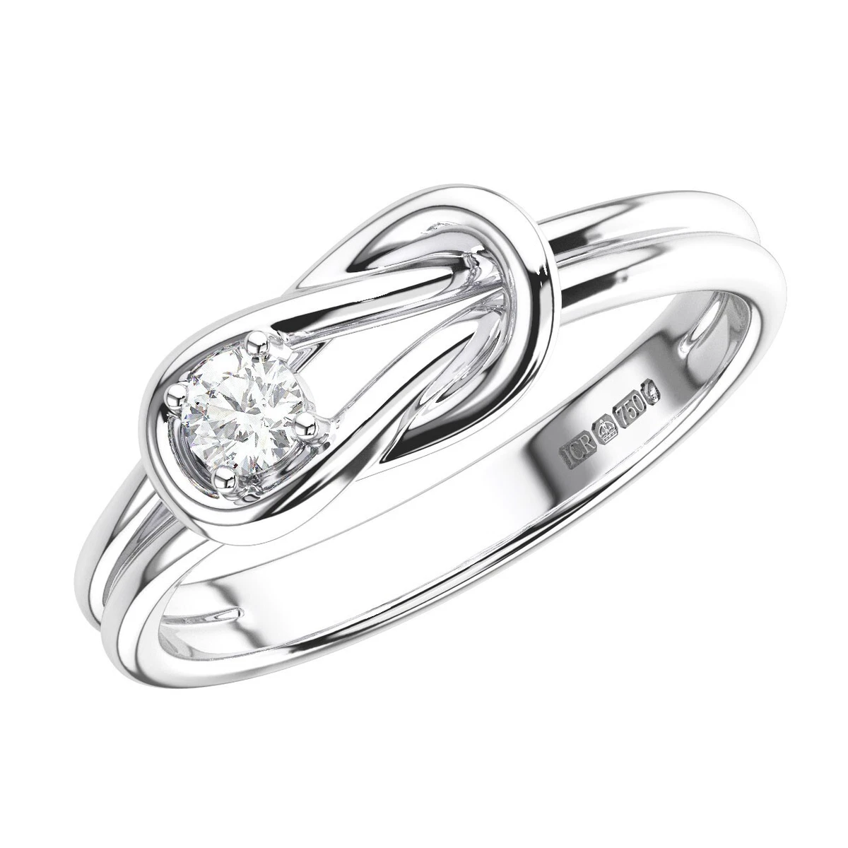 950 Platinum Claw Set 100 Natural Round Cut Diamonds Love Knot Ring