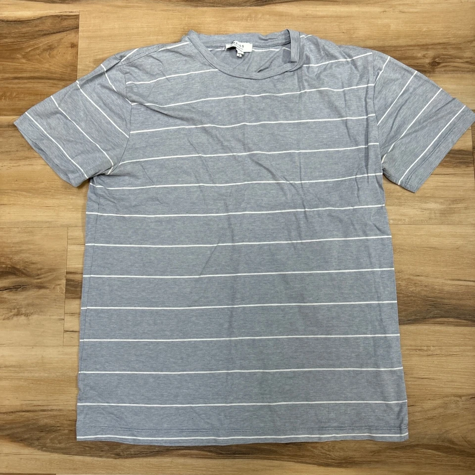 Camiseta Reiss Para Hombre Pequeña Azul Algodón Rayas Cuello Redondo Egipcio Calce Ajustado Foto 2 de 4