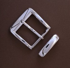 New man/woman 1 1/2" 38mm pin buckle 62 w/wo keeper nickel finish USA