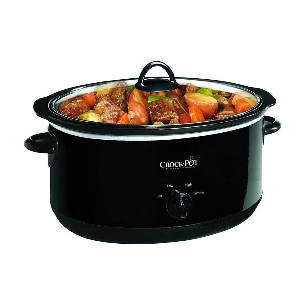 8 Quart Black Slow Cooker With High Low Settings And Removable Stoneware