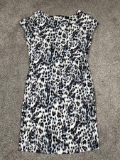 Boss Dress Womens M L Leopard Animal Ruched Stretch Lined Classic Office Party