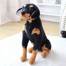 23cm Simulation Black Dog Plush Toy Gift Realistic Stuffed Animal Kids