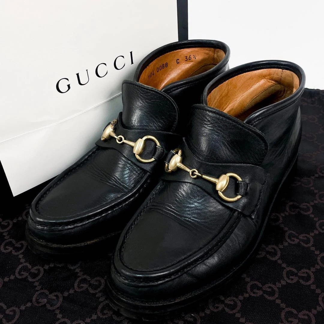 Gucci scarpe eleganti mocassino donna corto in pelle a cavallo EU 36 5 nero 101993K originale