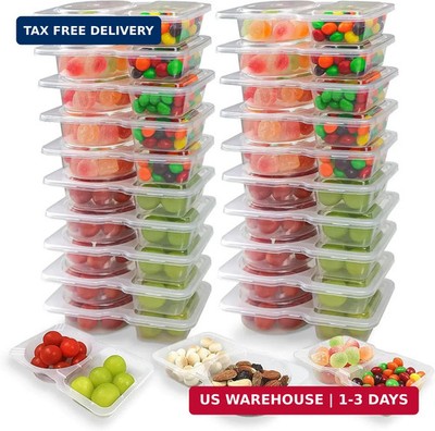20 Pcs Reusable Snack Containers, Snack Containers with Lids, Double Compartment
