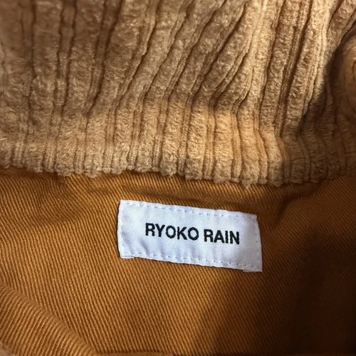 Ryoko Rain Jacket Mens Large Brown Corduroy Full Zip Tiger Streetwear image 3
