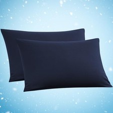 2 Pack Pillowcases, Cooling Pillow Case Queen Queen U.S. Standard Navy Blue