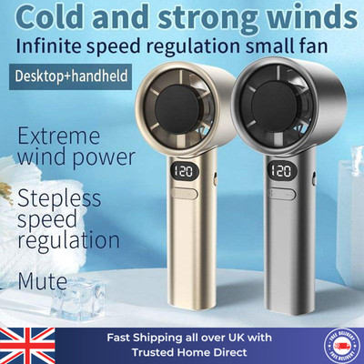 Mini Hand Turbo Ventilator USB Wiederaufladbar Digitalanzeige Tragbar Lüfter