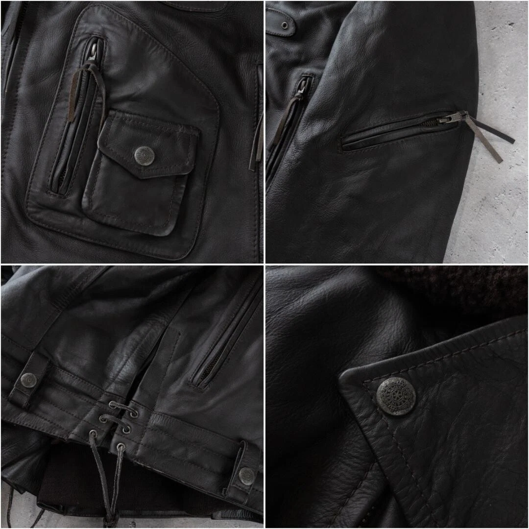 Liugoo Leathers Double Riders Jacket Brown XL Leather Removable Liner image 4