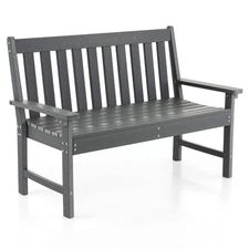 Garden Bench All-Weather HDPE 2-Person Outdoor Bench for Front Porch Backyard
