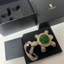 L'OBJET 24kt Gold Plated with Swarovski Crystals TURTLE Ornament OR108 New