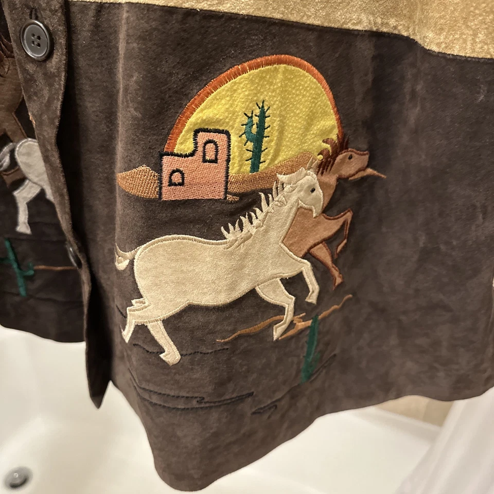 Quacker Factory Western Cowgirl Equestrian Boho Suede Suede Braid Trim Jacket 3x - Image 4 of 4