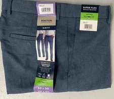 KENNETH COLE REACTION Mens Techni Slim Fit Performance Dress Pant BLUE 30x30 NEW