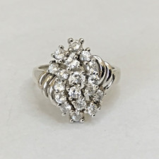 Sterling Silver CZ Cluster Ring Sz 7 4.6grams