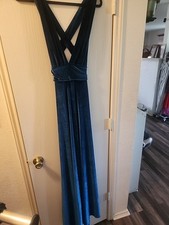 Shein Dark Teal  DeepV Neck Maxi Dress Sz M Sexy Gorgeous Prom Bridesmaid Formal