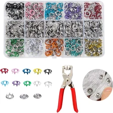 200 Sets Metal Snap Buttons Kit with Fastener Pliers Press Tool - 9.5Mm Snap Fas