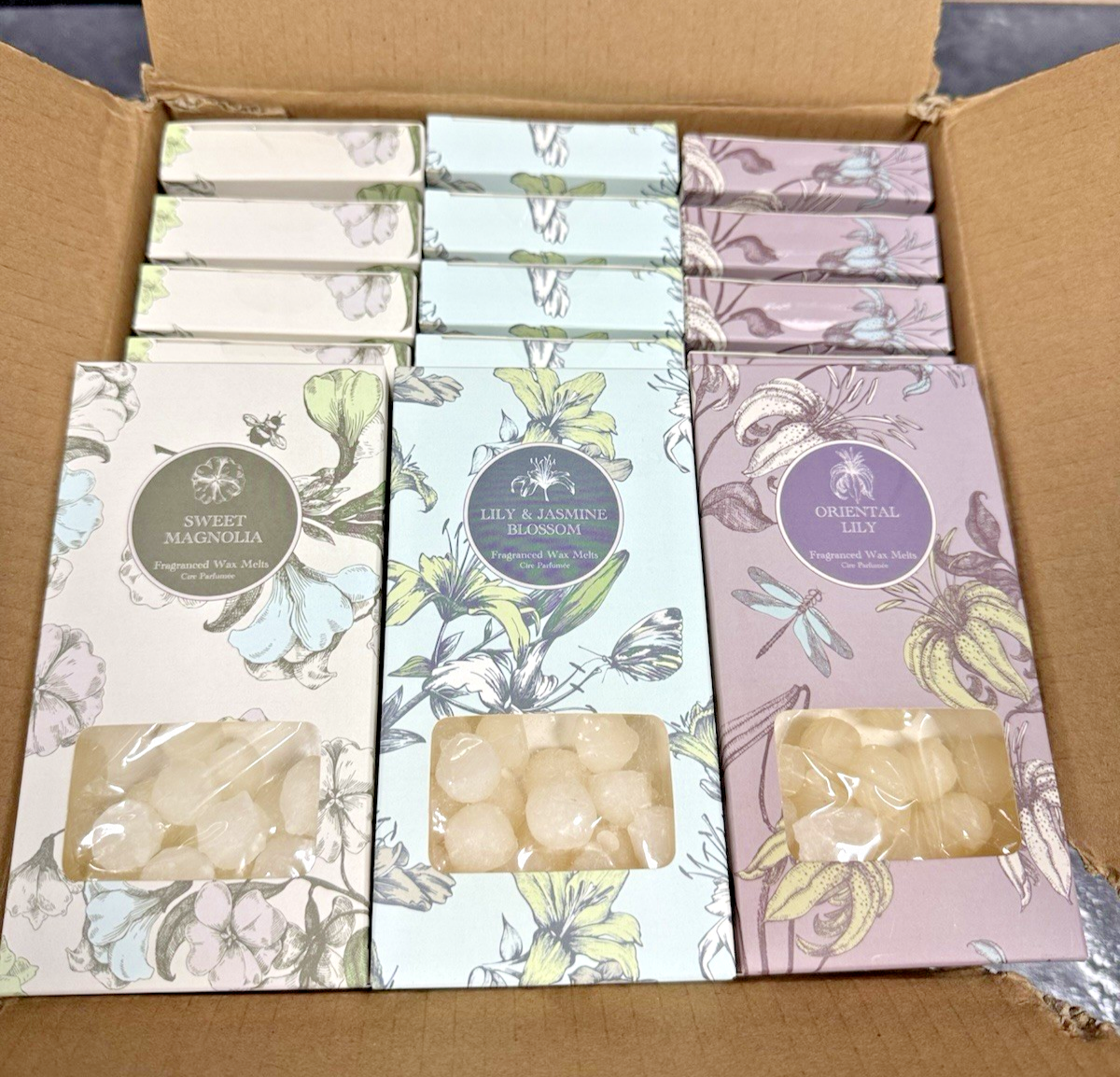 Wax Melts mixed Scent 30g Boxes x 3 lily jasmine blossom magnolia oriental lily