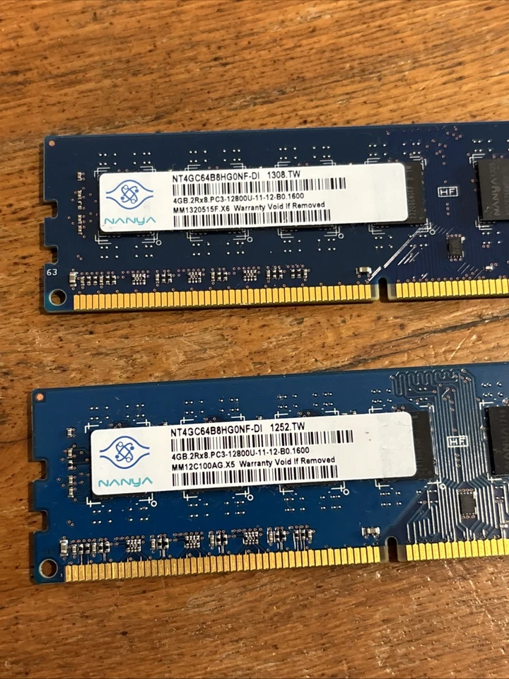 2 pack Nanya NT4GC64B8HG0NF-DI 4GB 2Rx8 PC3-12800U RAM two lot PC memory windows - Image 2 of 4