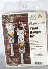 NEW Solid Oak Make-rame Macrame Double Plant Hanger Craft Kit 3" x 20"-G14