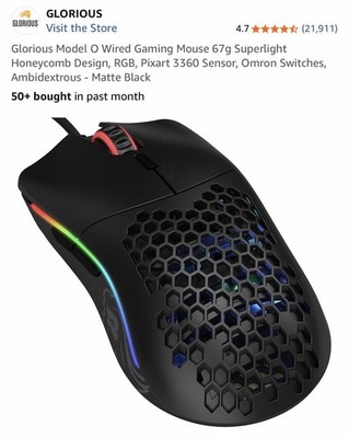 Glorious PC Gaming Race GO-BLACK 12000 DPI RGB Led Gaming Mouse - Black