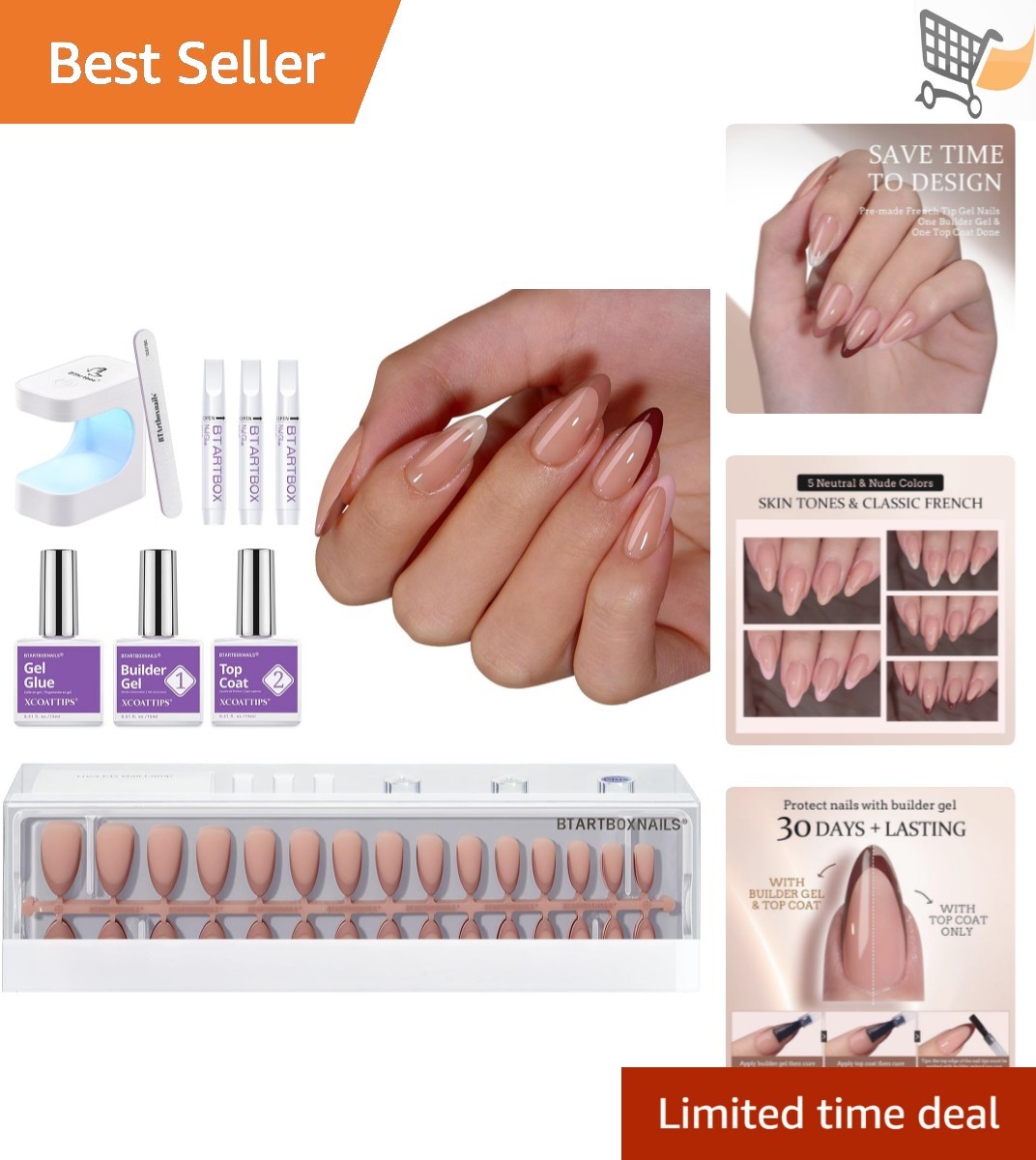 On Nails Almond French Tip Kit Medium Soft Gel Nail Extensio